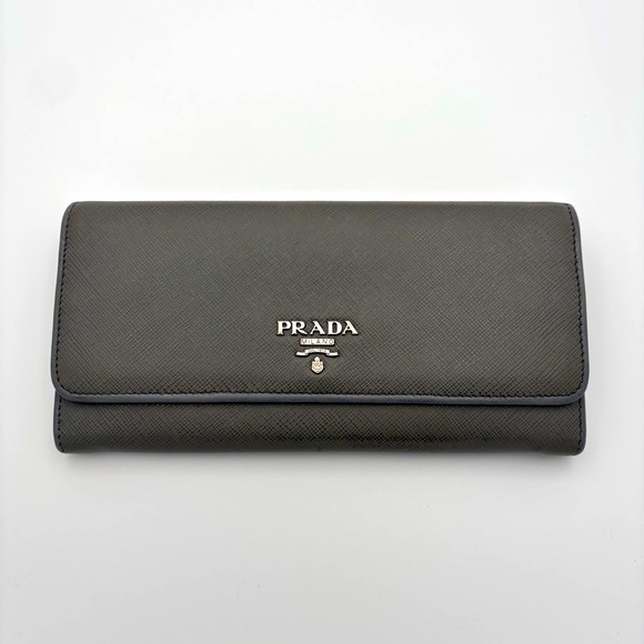 Prada Handbags - Prada Grey Saffiano Leather Wallet